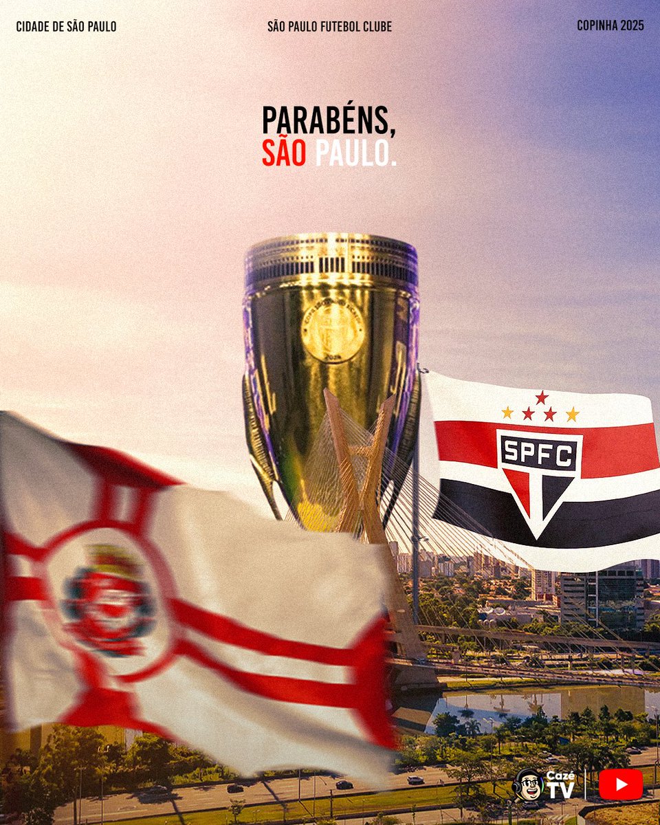 CazeTVOficial's tweet photo. Literalmente, hoje é dia de São Paulo. 🇾🇪🏆

Imagina ser campeão da Copinha no dia do aniversário do seu clube e da cidade de São Paulo! CINEMA! ✋🤚

#CopinhaNaCazéTV #CopinhaNoYouTube #SãoPaulo https://t.co/toRPQkBkKR