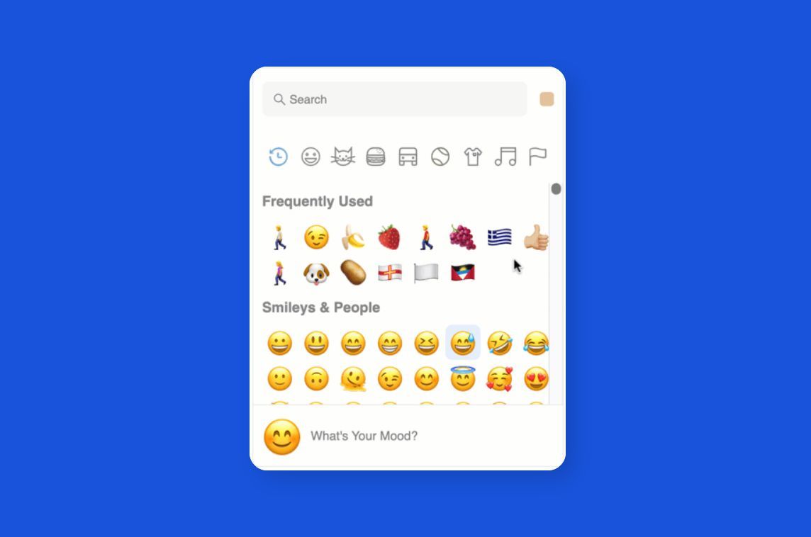 madewith_react's tweet photo. An emoji picker component #madewithreactjs, supporting different emoji sets as well as custom emojis ๐๏ธ๐ - https://t.co/nenEaCuJJD https://t.co/hMsVB5tWhy