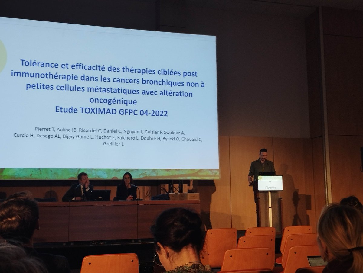 Présentation de l’étude TOXIMAD (GFPC 04-2022) en communication orale au #CPLF2025 #oncologie.
Bravo au Dr Thomas Pierret pour cette belle réussite ! 👏
Vigilance à la tolérance lors de la séquence immunothérapie –&gt; TKI 🧐