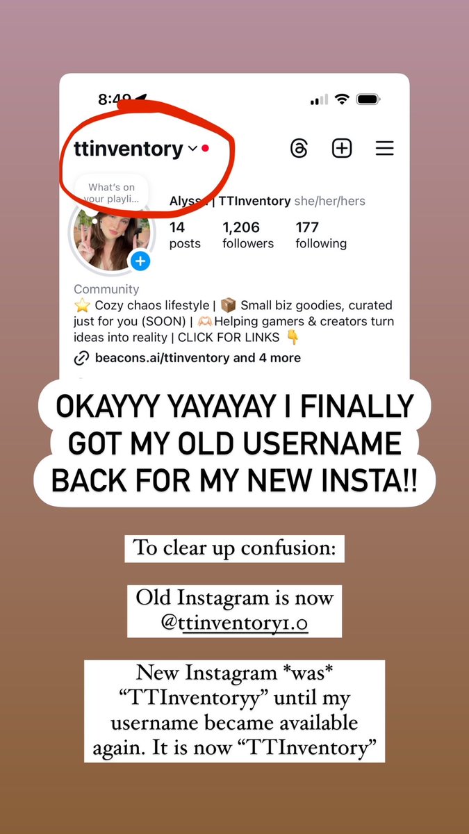 I got my old username back for Instagram- I’d love your support!! instagram.com/ttinventory/