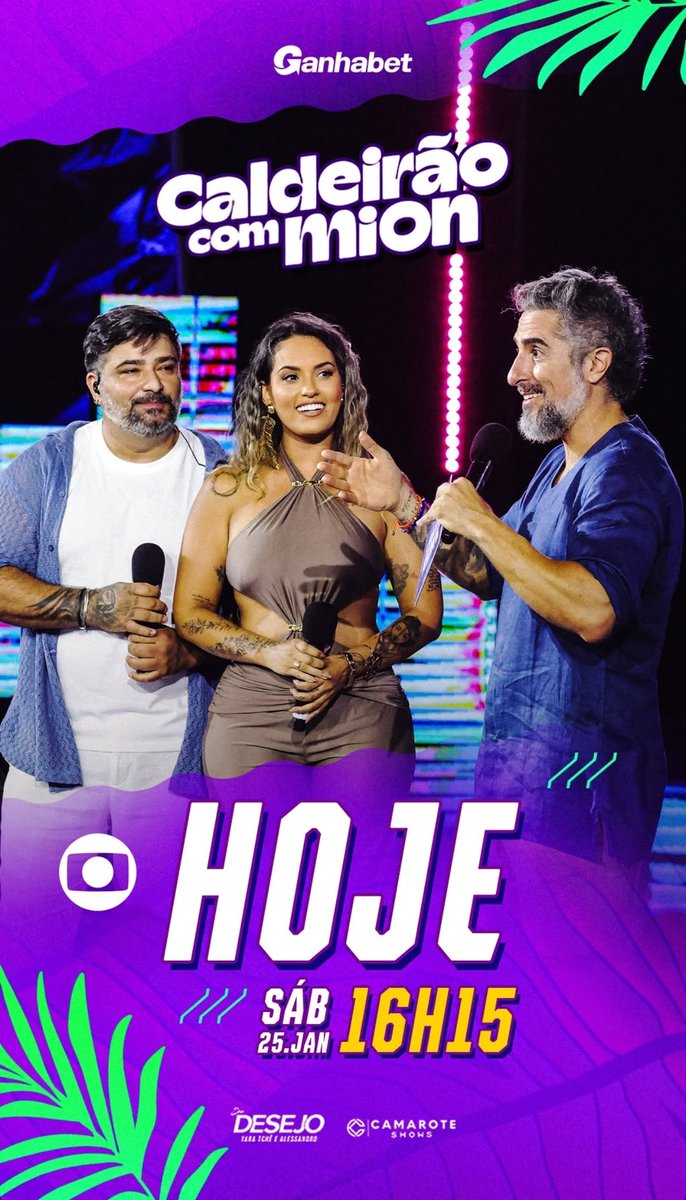 SeuDesejoFaclub's tweet photo. Hoje tem @bandaseudesejo no @caldeiraomion, fique ligadinhos na @tvglobo #yaratche #Alecosta https://t.co/uOAj9s0Olu