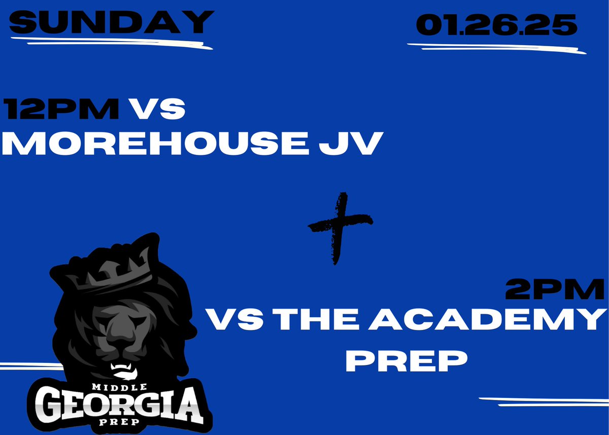 Middle Georgia Prep (@middle_prep) on Twitter photo 🚨Double Header Tomorrow🚨
Two of the highest rated prep programs in the state will battle it out tomorrow in Atlanta!
Game1 at 12pm
MGP vs Morehouse JV
Game2 at 2pm
# 16 MGP vs # 33 <a href="/TheAcademyPrep/">The Academy Prep</a>
Ⓜ️🏀
📍 Forbes, Arena, Atlanta, GA 30314
#MGP 🚨Double Header Tomorrow🚨
Two of the highest rated prep programs in the state will battle it out tomorrow in Atlanta!
Game1 at 12pm
MGP vs Morehouse JV
Game2 at 2pm
# 16 MGP vs # 33 <a href="/TheAcademyPrep/">The Academy Prep</a>
Ⓜ️🏀
📍 Forbes, Arena, Atlanta, GA 30314
#MGP