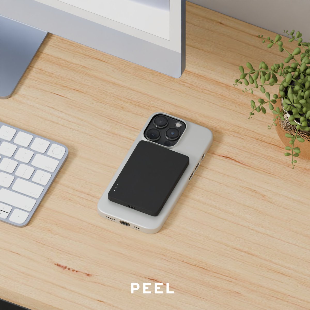 PeelHQ's tweet image. At just 0.4in thin, the Thin Wireless Charging Power Bank keeps your phone sleek &amp;amp; lightweight for charging on the go. Goes perfectly w/ the Magnetic Case!

#TravelTech #SleekTech #MinimalistEssentials #PhoneEssentials #AppleAccessories #DeskSetup #TechSetup #Whatsinmybag