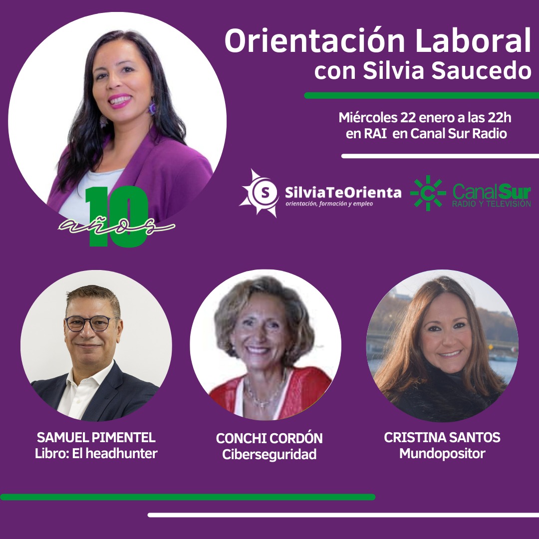 Orientación Laboral en Radio Andalucía Información (@orientacion_csr) on Twitter photo Podcast del programa #OrientaciónLaboral con <a href="/SaucedoSilv/">Silvia Saucedo</a> y:
🟣 #LibroRecomendado <a href="/PimentelSamuel/">samuel pimentel</a> El Headhunter #RRHH
🟣 <a href="/KonchiCordon/">Concepción Cordón Fuentes</a> La Ley de #Ciberseguridad
🟣 Cristina Santos de <a href="/mundopositor/">Mundopositor</a> con las #oposiciones al #SAS
#SilviaTeOrienta
canalsur.es/radio/programa… Podcast del programa #OrientaciónLaboral con <a href="/SaucedoSilv/">Silvia Saucedo</a> y:
🟣 #LibroRecomendado <a href="/PimentelSamuel/">samuel pimentel</a> El Headhunter #RRHH
🟣 <a href="/KonchiCordon/">Concepción Cordón Fuentes</a> La Ley de #Ciberseguridad
🟣 Cristina Santos de <a href="/mundopositor/">Mundopositor</a> con las #oposiciones al #SAS
#SilviaTeOrienta
canalsur.es/radio/programa…