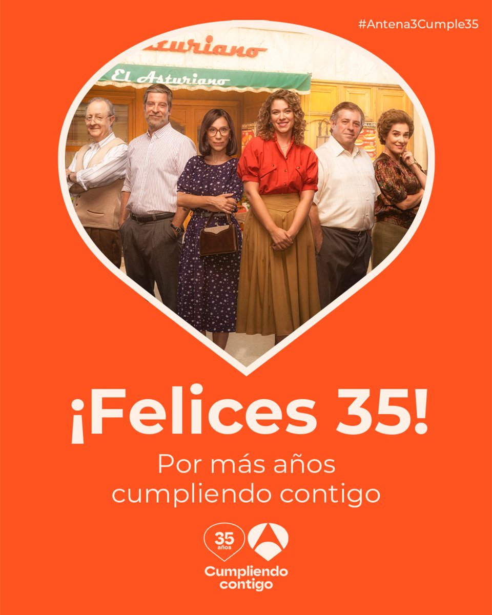 La tele es para siempre. 📺 Y estos 35 años de historia de <a href="/antena3com/">Antena 3</a> lo demuestran. 💖 

¡Felicidades, compañeros! 🥳 #Antena3Cumple35