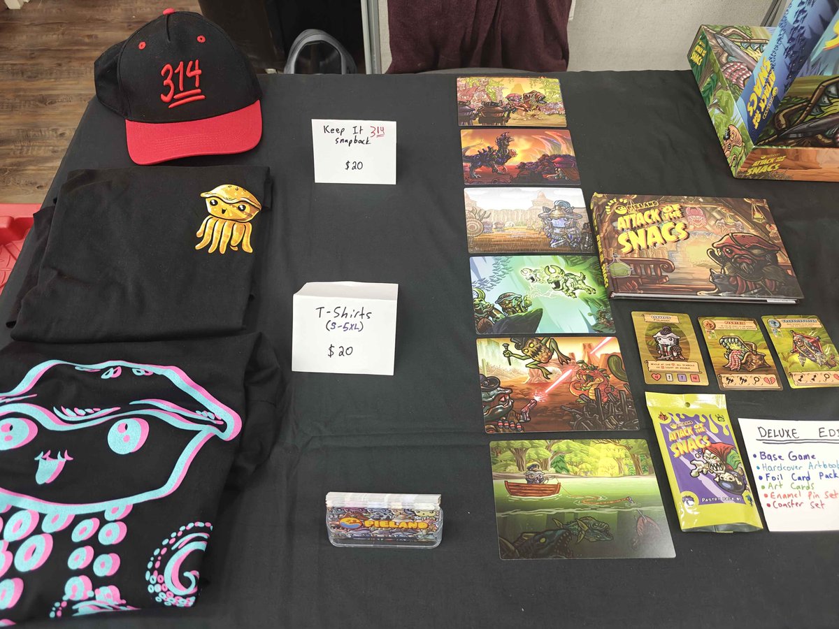PielandWorld's tweet photo. It's our last day at FlingCon here in San Antonio, TX 🤠🥧
Remember to stop by and say hi, and maybe even pre-order a copy of Attack of the SNACs ⚔️
#boardgame #newgame #AOTS https://t.co/0Pl14zV7US