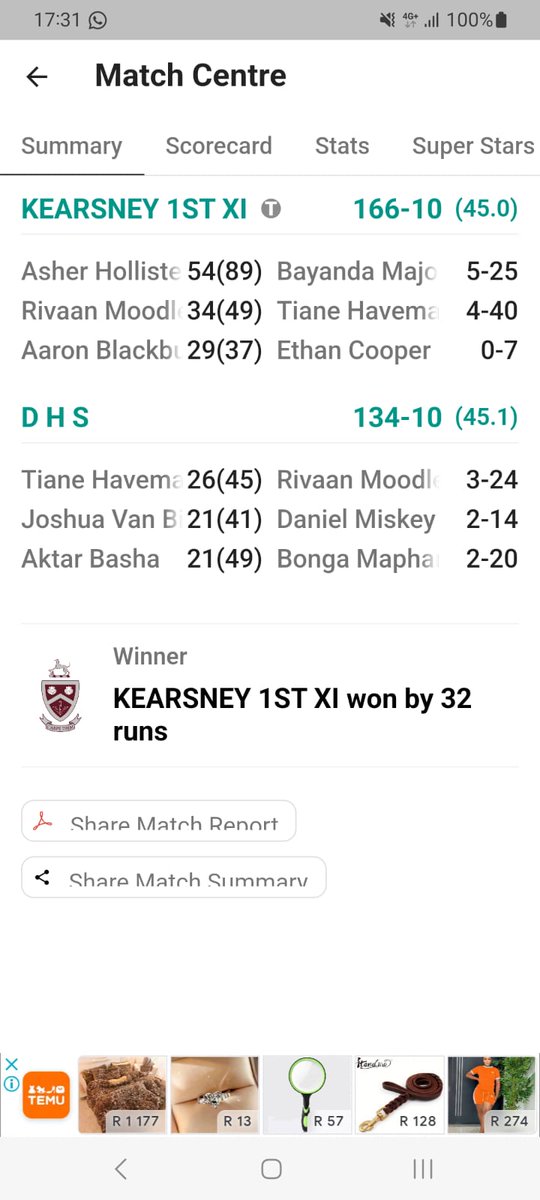 Well done to the 1st XI