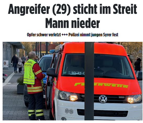 Taykra's tweet photo. Messerattacke in #Kiel: Syrer sticht Mann auf Einkaufsstraße nieder! Schock-Moment am Samstagmittag in der Holstenstraße, als ein lautstarker Streit eskalierte. Denn plötzlich zog ein 29-Jähriger ein Messer, stach zu und ein Mann sackte blutend zusammen. https://t.co/2xu7Aes9Kh https://t.co/MXjKO5ZH6J
