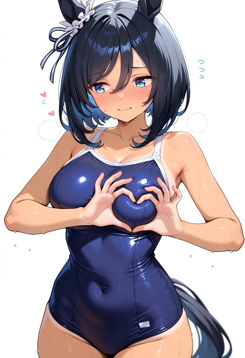 UUD_JP's tweet image. 【お題絵】
スクール水着のフラッシュ
日焼けとポーズはただの癖です。
#AIart #ウマ娘 #エイシンフラッシュ