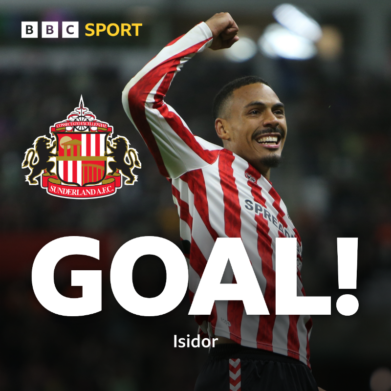 bbcnewcastle's tweet photo. 🔴⚪️⚽️GOAL‼️Wilson Isidor 60'

Sunderland 1-1 Plymouth

Live text: https://t.co/nVum70W6xi

#SAFC | #SUNPLY | #pafc