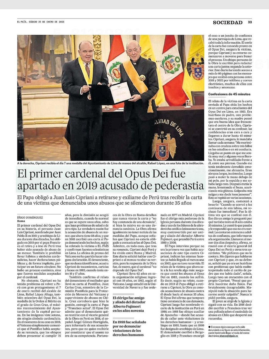 La pederastia es un execrable hecho que no tiene color político, todos debemos luchar contra esa abominación, se está politizando este asqueroso hecho, están resaltando más a cipriani político de derecha que cipriani el pederasta...Lucha contra pederastas es de todos como un puño