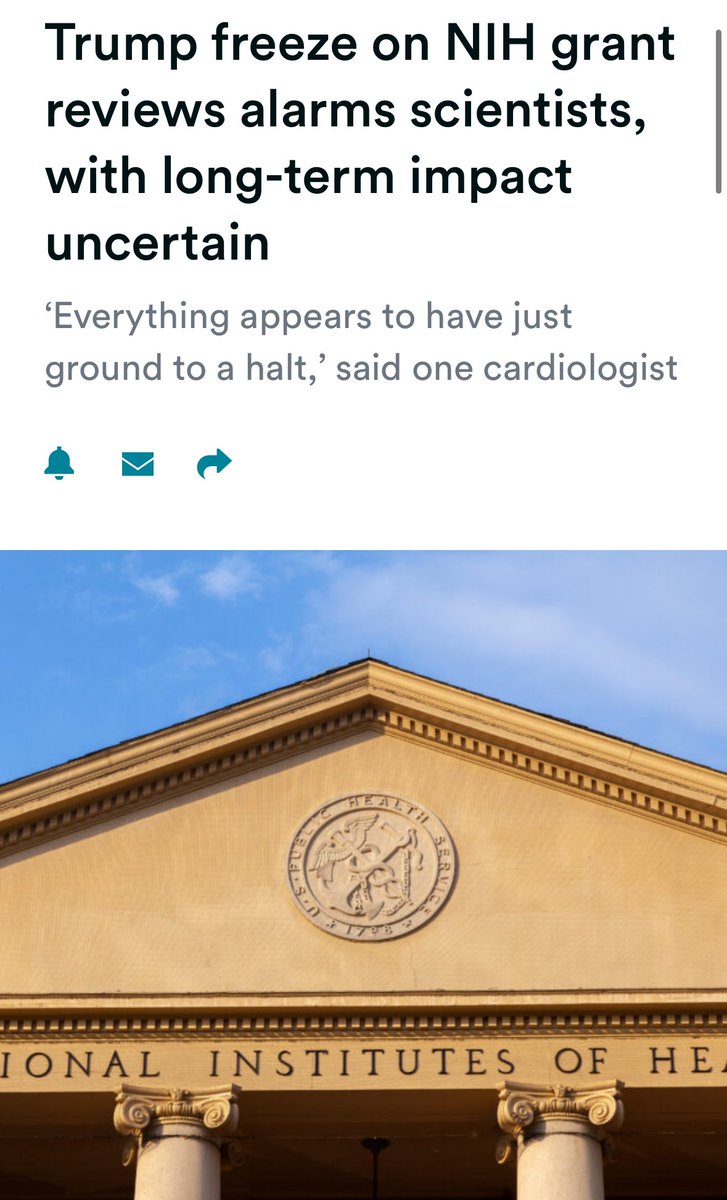 Rchlfth's tweet photo. This is very bad for medical research. 
Cancer research DEPENDS on these grants.
This will directly impact Houstonians who work for the best Cancer hospital in the world. 
And not just the research itself.
The employees down to admin within departments depend on this. https://t.co/uK9TR5rZUe