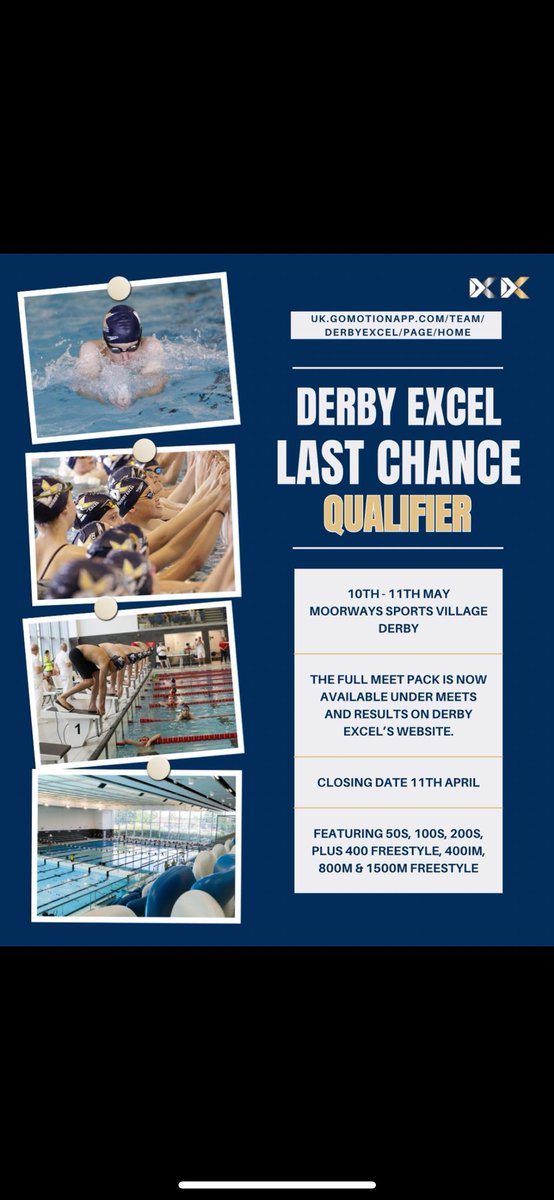 Derby Excel Swimming Club💙 (@derbyexcelclub) on Twitter photo Derby Excel Last Chance Qualifier
Join us at our home pool to chase those final summer nationals times!
Visit our website for more information and remember closing date is 11th April 2025 <a href="/DerbyExcelPerf/">Derby Excel SC - Performance</a> Derby Excel Last Chance Qualifier
Join us at our home pool to chase those final summer nationals times!
Visit our website for more information and remember closing date is 11th April 2025 <a href="/DerbyExcelPerf/">Derby Excel SC - Performance</a>