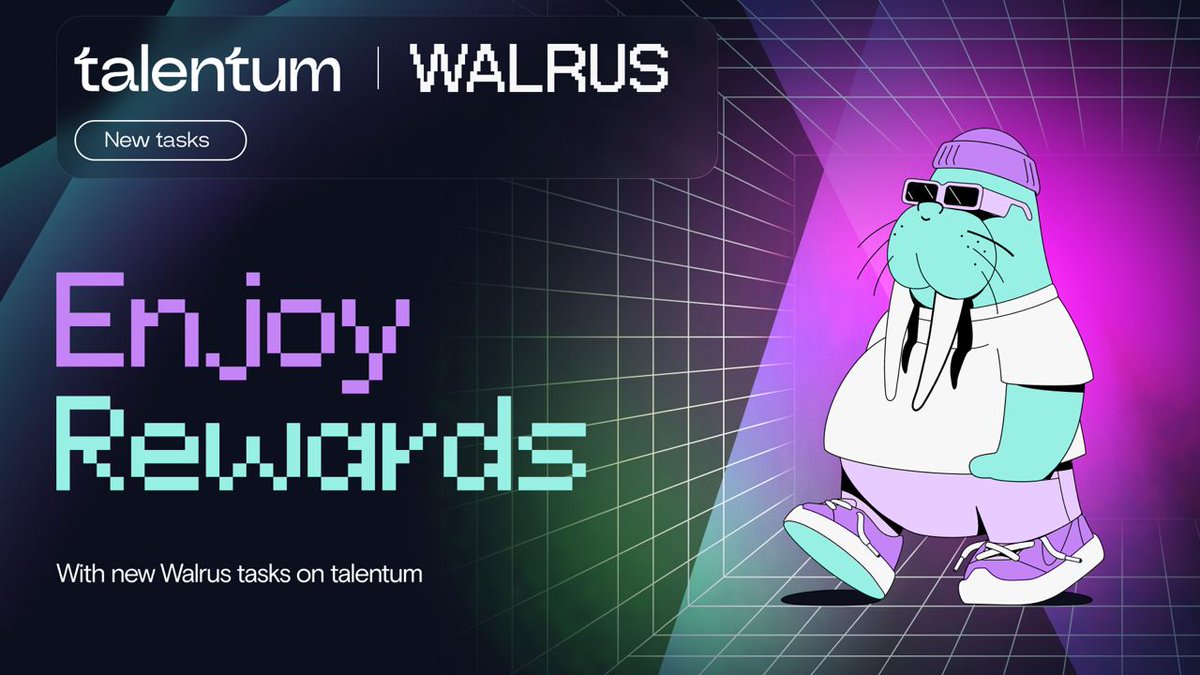 🚀 Talentum joins the biggest #testnet!
@Walrusprotocol, powered by <a href="/SuiNetwork/">Sui</a>, is LIVE on Talentum!🎉

🔥 Complete #quests, dive into the testnet of a groundbreaking decentralized storage network, and earn rewards!

💡 Don’t miss your chance to be part of something BIG: