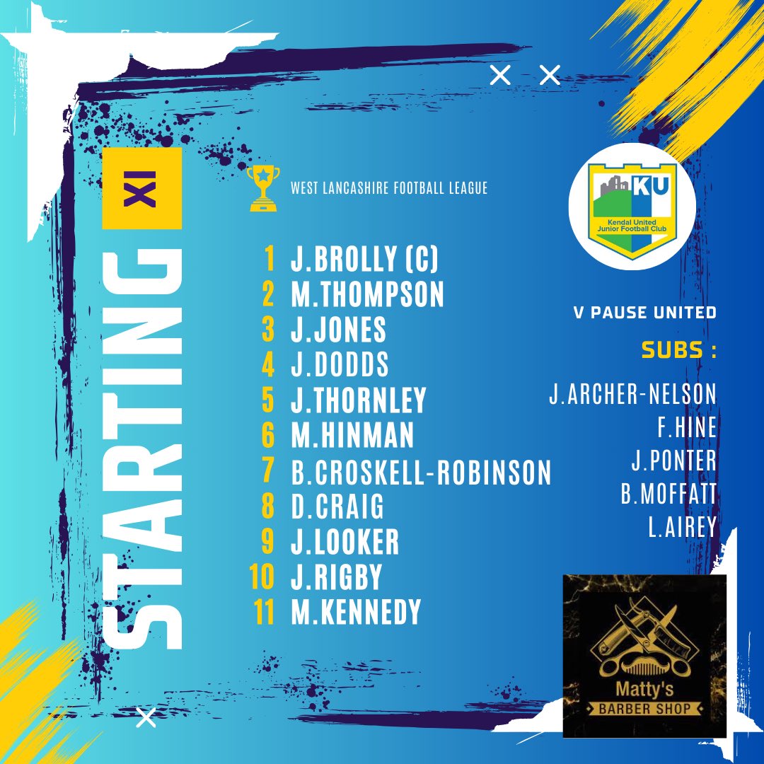 Lineup from todays victory 👇 

Man of the match for third game running was James Thornley. Outstanding performance against some quality opposition 

💛💙