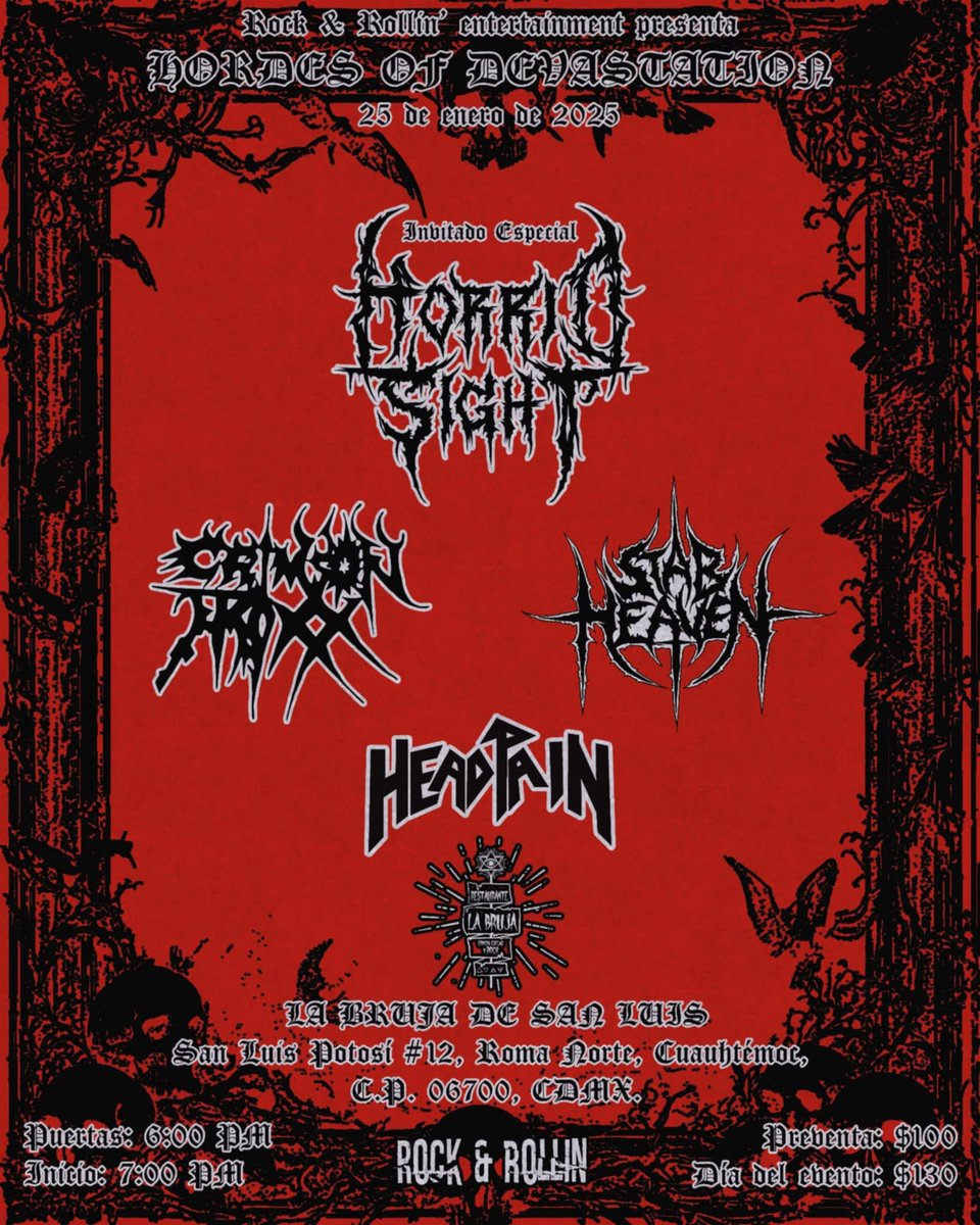 BBeat105's tweet photo. Hoy, 25 de enero:
- En el @TCChopoOficial, #SpeedMetalForce
- En @GatoCalavera, #LightOfDark
- #UTSA en @perronegropizza #FélixCuevas
- #HordesOfDevastation, con @HorridSight
- #Adema en el #FVCKOFFROOM. @ZepedaBros
En cuáles los veremos?
#StayBlast
#BlastBeat105 https://t.co/OekKwGkgSZ