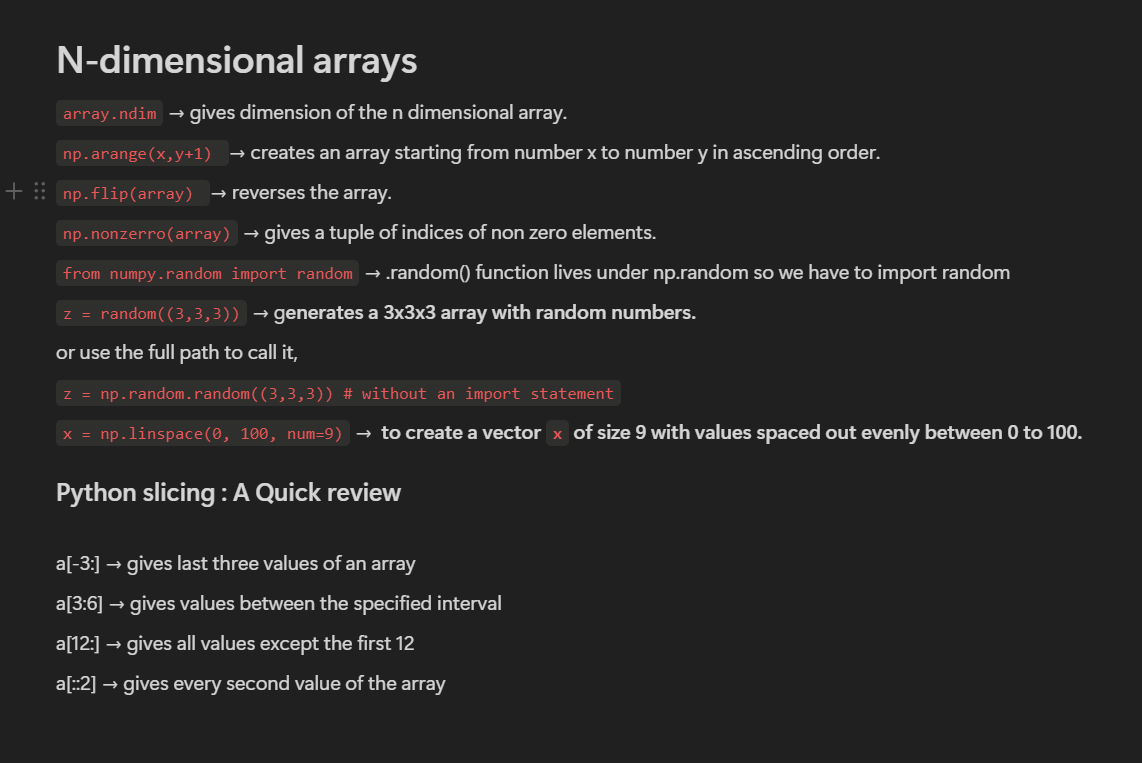 tishamdr's tweet photo. Day 18 of #COESISKnowledgeQuest    

 Today I learned about n-dimensional arrays using NumPy, including how to generate and manipulate ndarray objects . I revisited Python slicing techniques for handling data in multi-dimensional spaces.

#30daysoflearning #COESIS
@coesisnp https://t.co/l2yv29tOlD