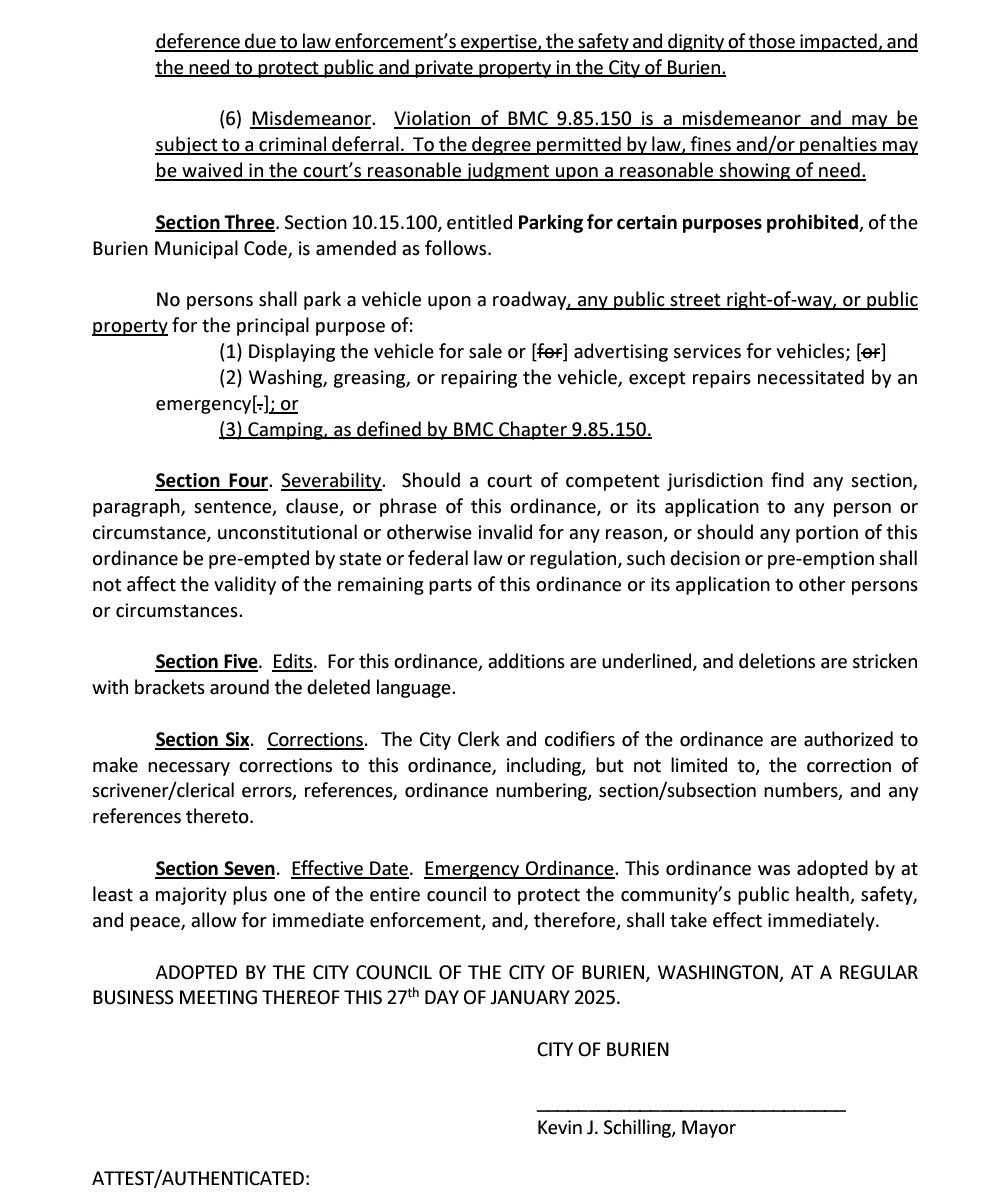 AlyciaRamirez3's tweet image. On Monday,  #Burien is considering a 24/7 total camping ban that wouldn&apos;t require them to offer services.

Burien has no permanent shelter beds and few services. If passed, this would effectively ban unsheltered folks from existing in the city 
 burienwa.civicweb.net/document/20562…