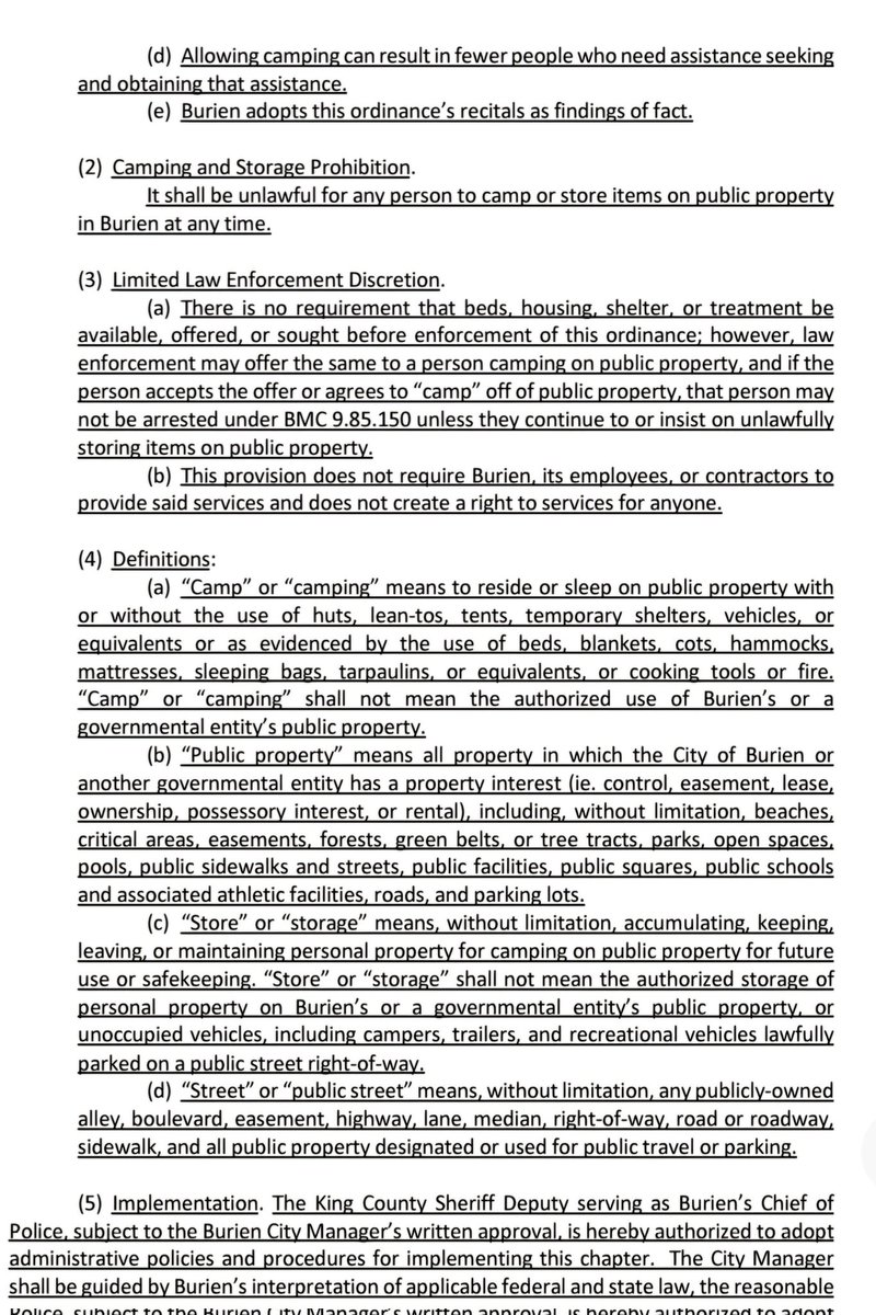 AlyciaRamirez3's tweet image. On Monday,  #Burien is considering a 24/7 total camping ban that wouldn&apos;t require them to offer services.

Burien has no permanent shelter beds and few services. If passed, this would effectively ban unsheltered folks from existing in the city 
 burienwa.civicweb.net/document/20562…