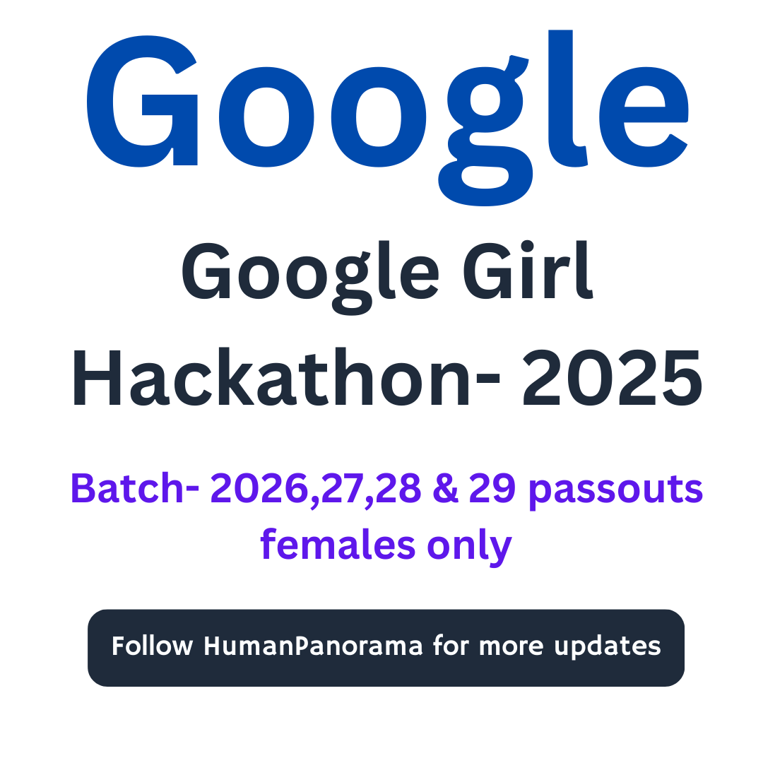 HumanPanorama's tweet photo. Google Girl Hackathon is here!
Batch: 2026,27,28,29 passouts females only.
Prize money + interview opportunities at @Google.

Register Now: https://t.co/hCpIbs9uTV

#GirlHackathon2025 #WomenInTech #CodingForChange #Hackathon #GoogleIndia #STEM #TechForGood https://t.co/2xnritpq09