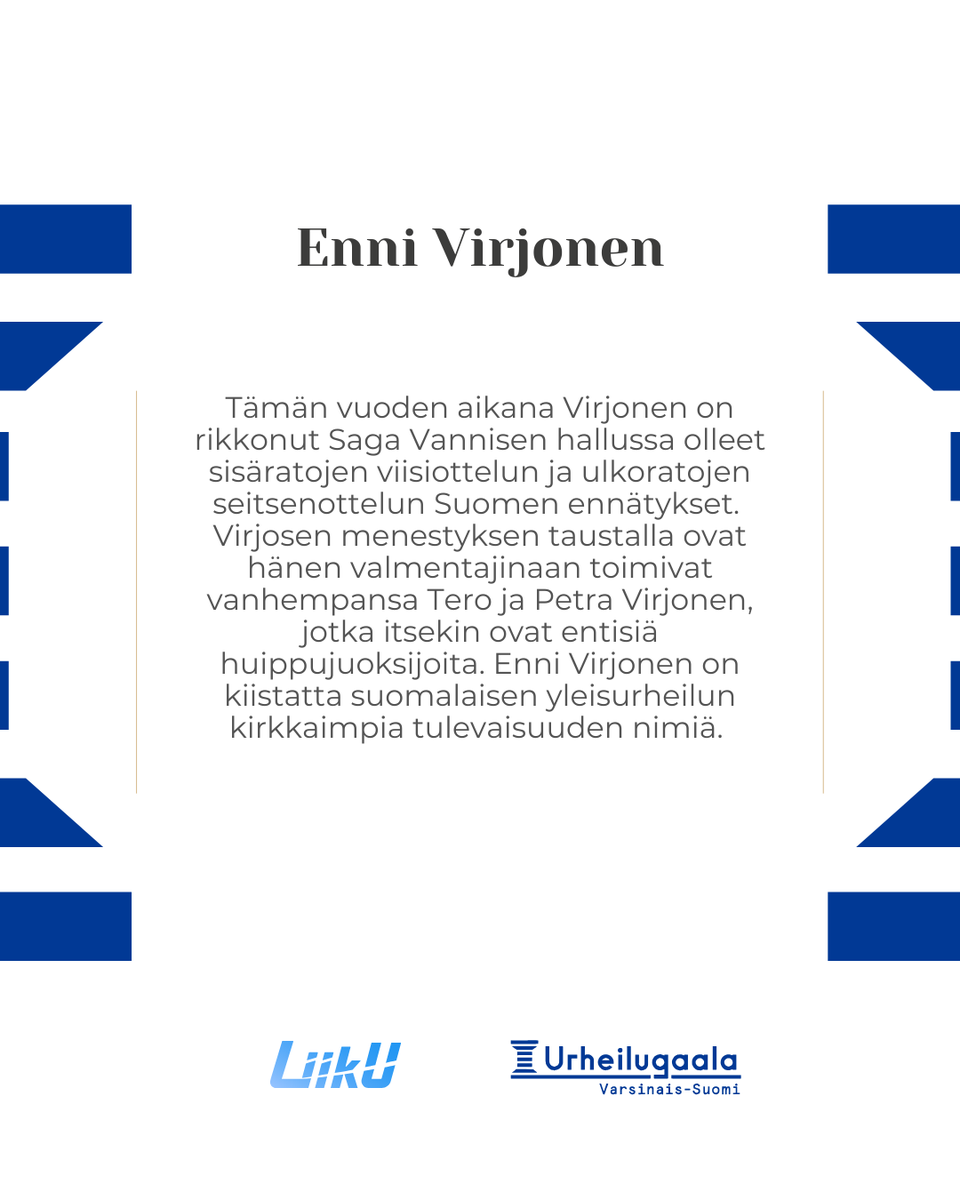 ✨ VUODEN AKATEMIAURHEILIJA - ENNI VIRJONEN ✨ Suuret onnittelut @ennivirjonen #vsug #varsinaissuomenurheilugaala #liikuntaelämäntavaksi