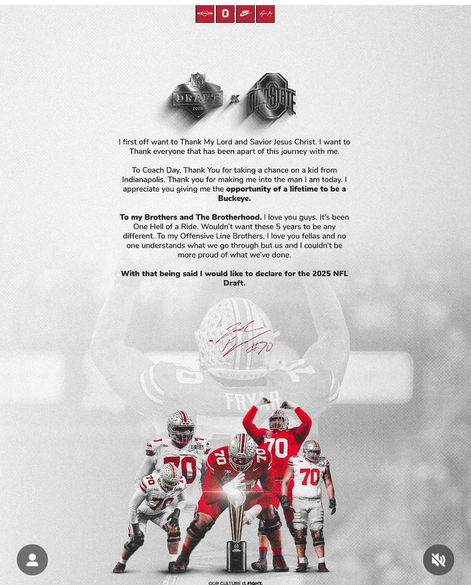 Josh Fryar says goodbye to Ohio State ❤️.