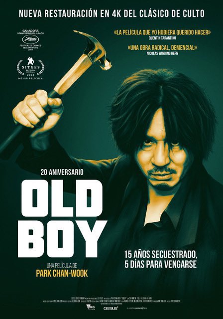 cineasia_online's tweet photo. Old Boy se ha convertido en la carta de presentación del cine coreano de la Nueva Ola. Esta tarde a las 20h los asistentes a la proyección de la película en los @cinesverdibcn van a disfrutar como lo hizo el público veinte años atrás en la sala del Auditorio de @sitgesfestival.

Entradas a la venta: https://t.co/6N1C1L3r2i