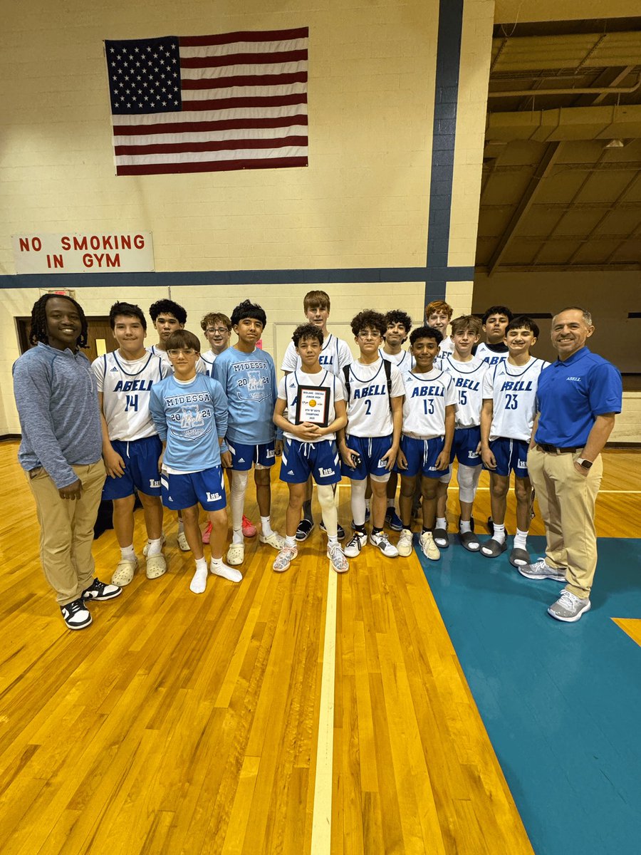 Alfred Acosta Jr (@a_acosta_jr) on Twitter photo Congratulations to <a href="/AbellJHS/">Abell Junior High Athletics</a> 8th grade Boys B team!
They are Midland-Odessa Champions!!
<a href="/AthleticsMISD/">Midland ISD Athletics</a> <a href="/Wesley_A_Torres/">Wes Torres</a> <a href="/amlopez4/">Amanda Lopez</a> <a href="/DrSDHoward/">Dr. Stephanie Howard</a> Congratulations to <a href="/AbellJHS/">Abell Junior High Athletics</a> 8th grade Boys B team!
They are Midland-Odessa Champions!!
<a href="/AthleticsMISD/">Midland ISD Athletics</a> <a href="/Wesley_A_Torres/">Wes Torres</a> <a href="/amlopez4/">Amanda Lopez</a> <a href="/DrSDHoward/">Dr. Stephanie Howard</a>