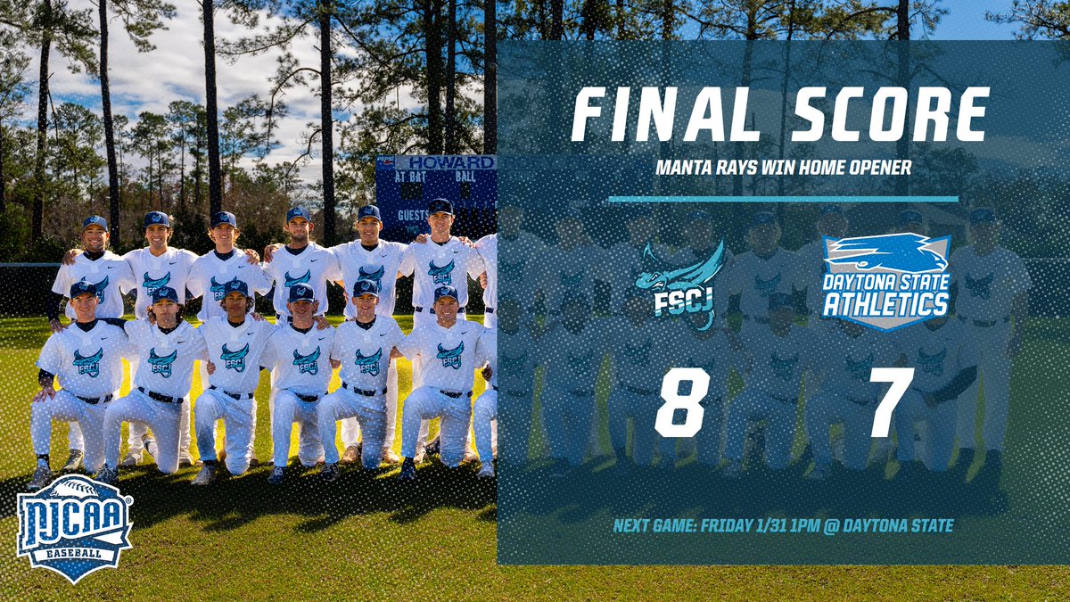 Manta Rays win the home opener 8-7 and split the weekend series. Back at it with Daytona next week!