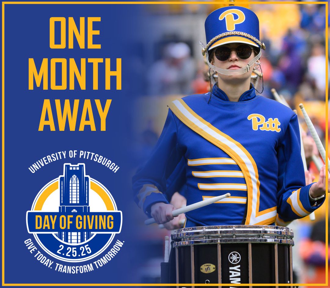 Save the date! Tuesday, February 25 is Pitt Day of Giving!

By giving to the band on PDoG you can help us continue to provide the best experience for our Panther fans. Money raised will help pay for instrument repairs, among other expenses that keep the band running 😎

#H2P