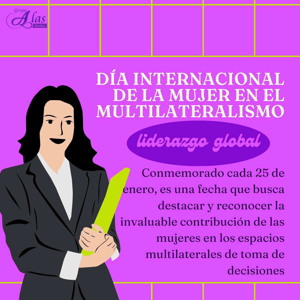AlasMujeres's tweet photo. 🟣 El Día Internacional de la Mujer en el Multilateralismo, conmemorado cada 25 de enero, es una fecha que busca destacar y reconocer la invaluable contribución de las #mujeres en los espacios #multilaterales de toma de decisiones

#MujerEnElMultilateralismo #LiderazgoFemenino https://t.co/PuDGqBN08K