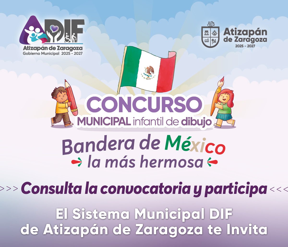 DIFAtizapanZ's tweet photo. Ya casi llega febrero y nos preparamos para conmemorar el Día de la Bandera. El mayor símbolo que nos representa como mexicanos y mexiquenses. Sigue nuestro Concurso Municipal Infantil de Dibujo a través del siguiente Link 

https://t.co/2mPJVSZ936 https://t.co/kpDGGI2b5U
