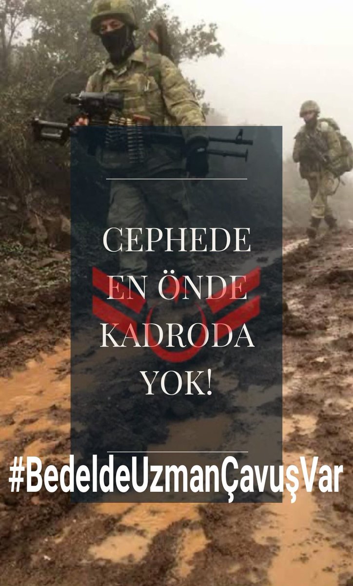 Ordunun bel kemiği Uzman Çavuşlar
Ordu profesyonelleşecekse bu Uzman çavuşlardan başlar.
En önde gideceksin vatan için öleceksin diyorsan.
KADRO verilmeli.Aile bütünlüğünü  sağlanmalı.

Milletin huzuru vatanın bölünmez bütünlüğü için görev yapan uzman çavuşların Kadro/Mesleki