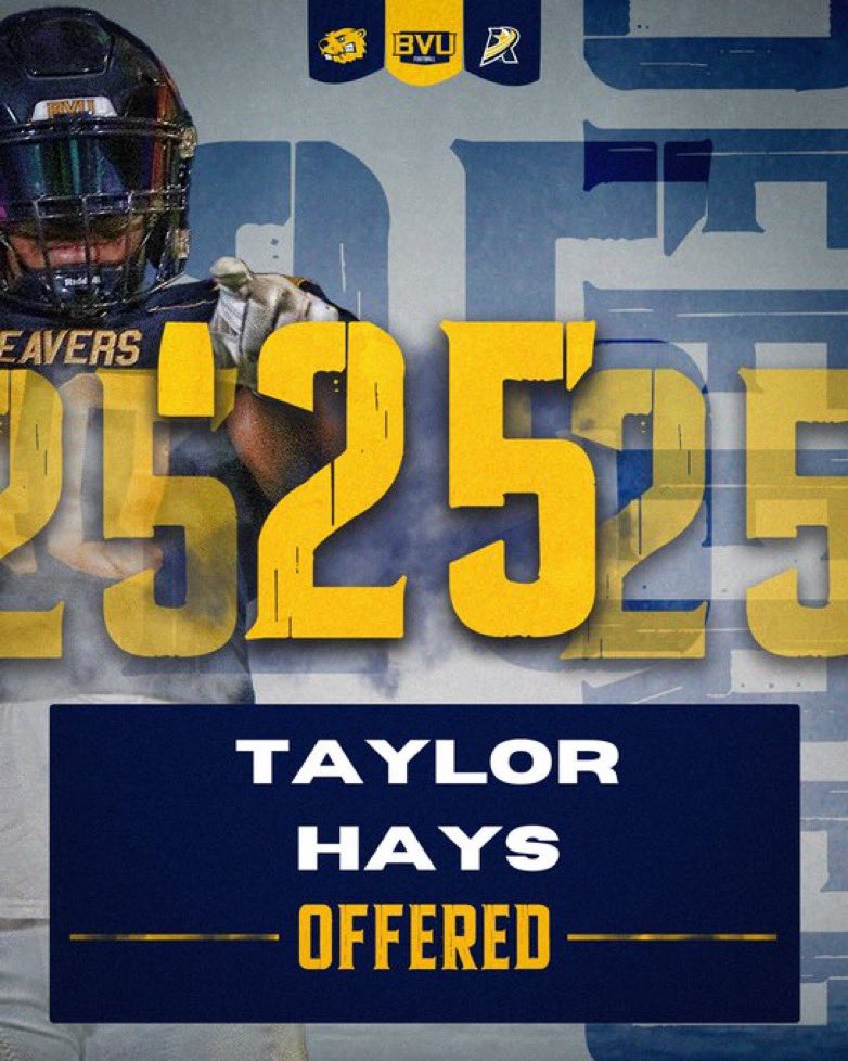 Taylor Hays (@taylorh18906799) on Twitter photo After a conversation with <a href="/CoachEHubbard/">Coach Hubbard</a> I am blessed to receive an offer from <a href="/BVUFootball/">Beaver Football</a>. After a conversation with <a href="/CoachEHubbard/">Coach Hubbard</a> I am blessed to receive an offer from <a href="/BVUFootball/">Beaver Football</a>.