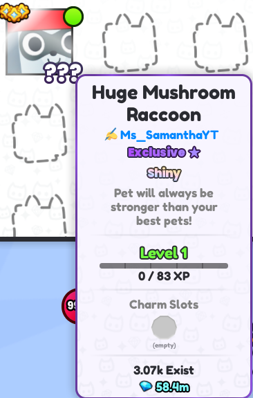 Icexx's tweet image. Giving away a Huge Shiny Mushroom Racoon SIGNED by @MsSamanthaYT

Requirements:
- Follow @Icexx &amp;amp; @MsSamanthaYT
- Like &amp;amp; Retweet
-Comment Your Username
Ends on 1/29

#PetSimulator99 #PS99 #ROBLOX #petsimulator #Giveaway