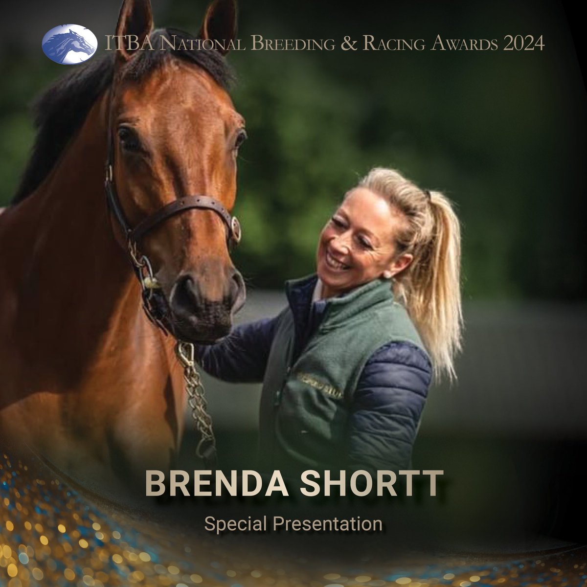 We kick off tonight's awards evening with a Special Presentation to BRENDA SHORTT for her ongoing contribution to the Irish Thoroughbred industry over the last 36 years and counting!

#itbawinners | #SpecialPresentation