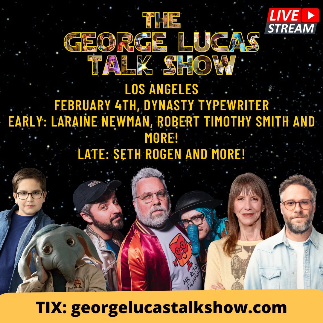 patrickcotnoir.bsky.social (@patrickcotnoir) on Twitter photo Tuesday, February 4th at <a href="/JoinTheDynasty/">Dynasty Typewriter</a>, TWO live and live streamed @glucastalkshow with <a href="/Sethrogen/">Seth Rogen</a>, Laraine Newman, Robert Timothy Smith and MORE surprises!
Two totally different shows, come hang out with us for the night!
Grab your tickets now!
dynastytypewriter.com/glts Tuesday, February 4th at <a href="/JoinTheDynasty/">Dynasty Typewriter</a>, TWO live and live streamed @glucastalkshow with <a href="/Sethrogen/">Seth Rogen</a>, Laraine Newman, Robert Timothy Smith and MORE surprises!
Two totally different shows, come hang out with us for the night!
Grab your tickets now!
dynastytypewriter.com/glts