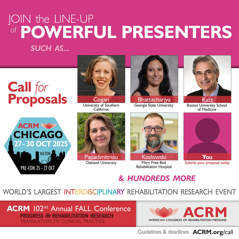 #ACRM2025 Call for Proposals Wave 1 Closes 30 Jan
Big benefits to submitting your proposal now
Looking for symposium, instructional course, scientific paper or poster
LaunchPad applications open too
Go to
conference.acrm.org/call-for-propo…
#rehabilitation #neurorehabilitation #physiatry