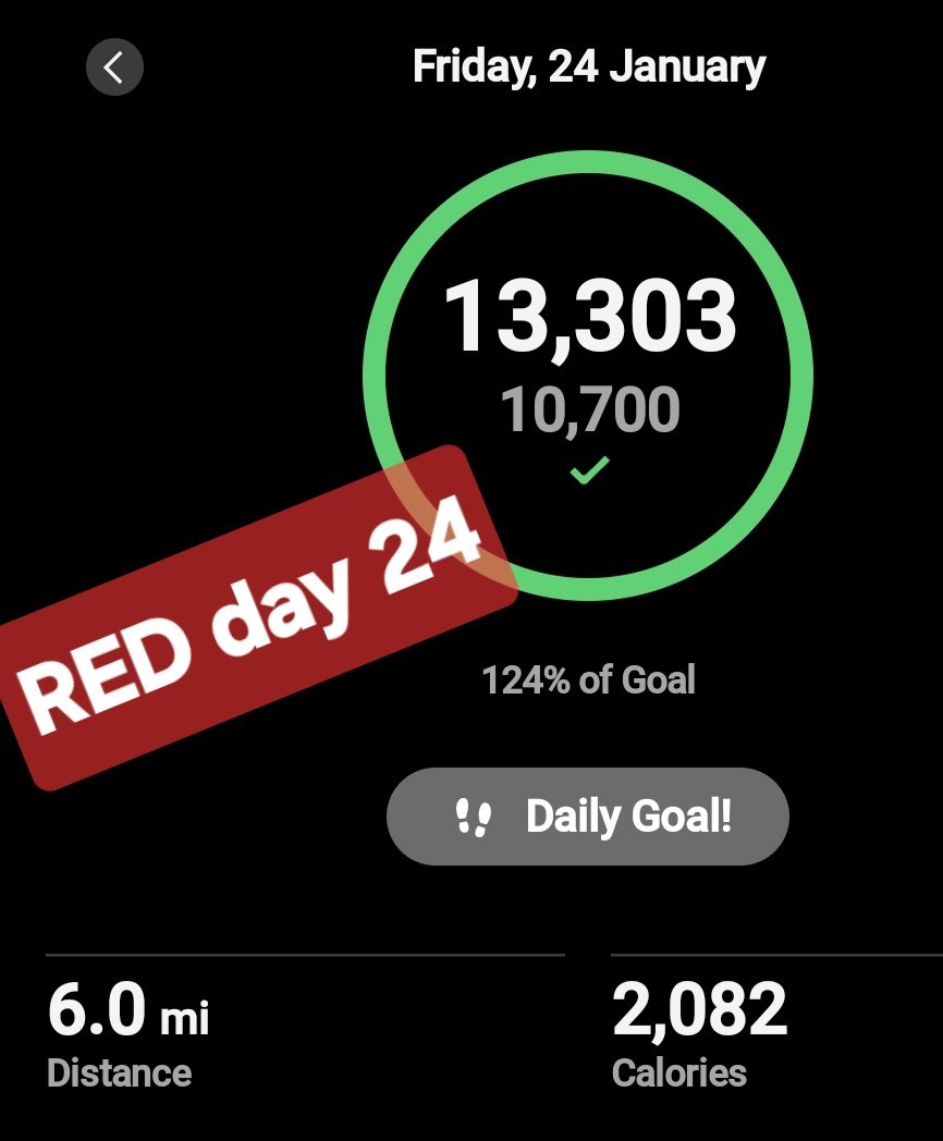 Days 24 &amp; 25 of <a href="/REDJanuaryUK/">RED January</a> Fridays steps lower than normal, but an 8 mile run this morning felt great. Only 6 days left of <a href="/ParksideSch/">Parkside Community School</a> and <a href="/embarkfed/">Embark Federation</a> RED challenge!