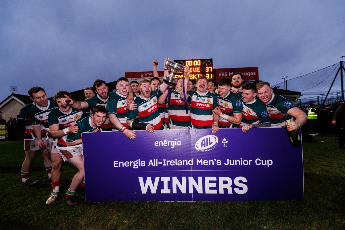 IrishRugby's tweet photo. Champions 🏆

Congratulations to @BectiveRangers, the 2024/25 #EnergiaAIL Men's Junior Cup winners.

Conor Kelly's late try earned the Donnybrook side's first All-Ireland title in a century as they defeated Enniskillen by a scoreline of 37-31.

#IrishRugby https://t.co/CIIvzEXnPE