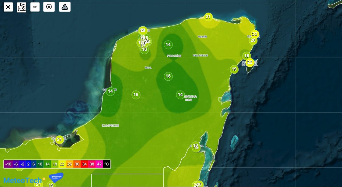 ClimaYucatan's tweet photo. 🌡️Mañana de sábado con heladez.
De acuerdo con registros de CONAGUA y la Red de Monitoreo Atmosférico Peninsular, las temperaturas más bajas fueron de hasta 12 °C en #Peto, 13.5 °C en #Ticul, 13 °C en #Canasayab, y 14 °C en #Izamal y #JoseMariaMorelos.
En la ciudad de Mérida los registros fueron de entre 16 °C y 19 °C. La cobertura nubosa hizo que no bajará tanto.
Las temperaturas bajarán aun más esta noche.