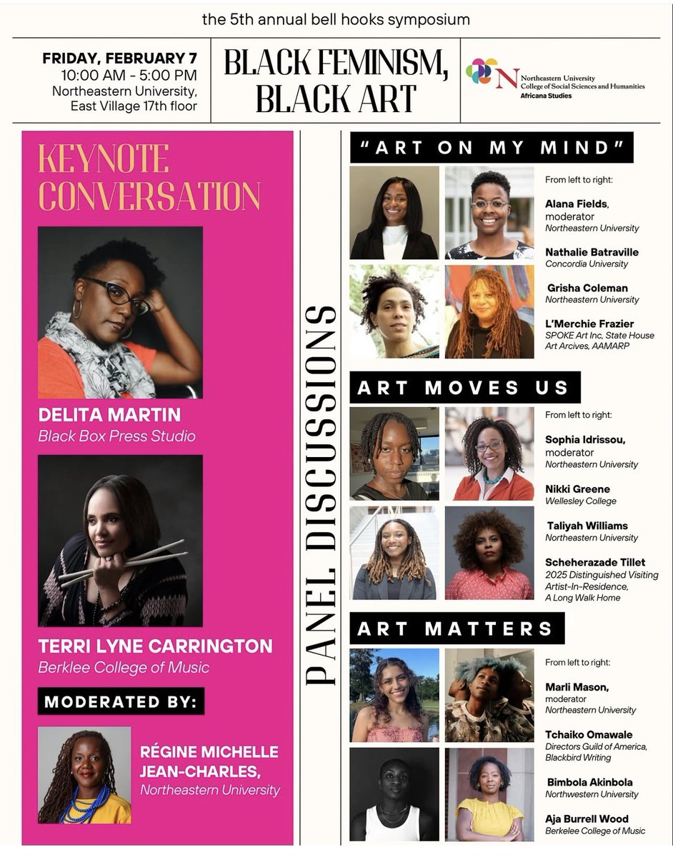 Full speaker reveal for our 5th bell hooks symposium 🙌🏾<a href="/nu_africana/">Northeastern Africana Studies Program</a> <a href="/Northeastern/">Northeastern University</a> <a href="/NUCSSH/">Northeastern CSSH</a> #blackfeminismblackart