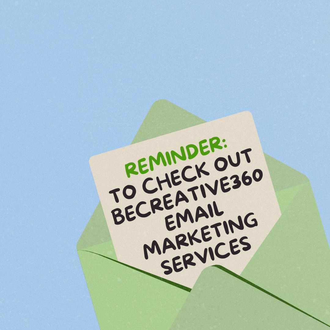 You got mail! 📬 Don’t forget: Email marketing is the key to staying connected with your audience! 💌

Let us help you create campaigns that click. Check out our email marketing service today! #BeCreative360 #EmailMarketingMadeEasy #StayConnected