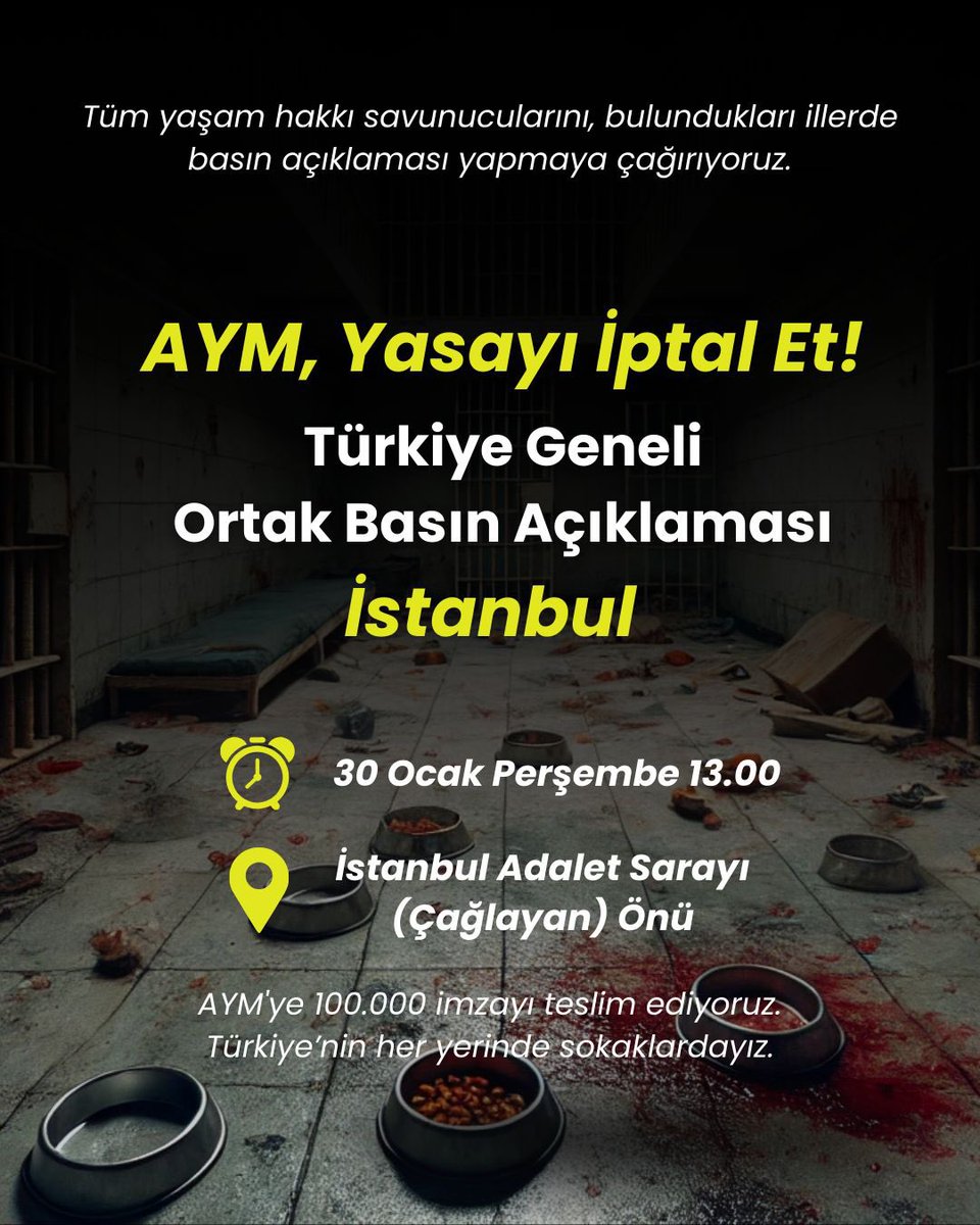 30 OCAK’TA TÜM TÜRKİYE’DE SOKAKTAYIZ! 

Ankara’da AYM’ye 100 bin adet imzamızı teslim ederken Türkiye’nin her yerinden AYM YASAYI İPTAL ET talebini yükseltiyoruz! Şimdi en güçlü şekilde bu yasanın iptalini istediğimizi gösterme vakti!

Dövizini, pankartını, düdüğünü al gel, sen