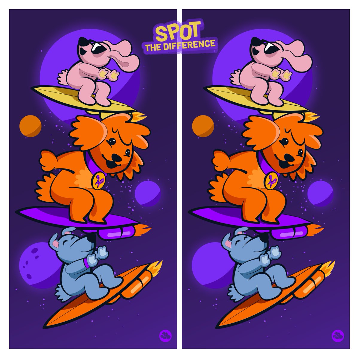 🐶 Spot the Difference: Find the 3 changes between these two drawings!