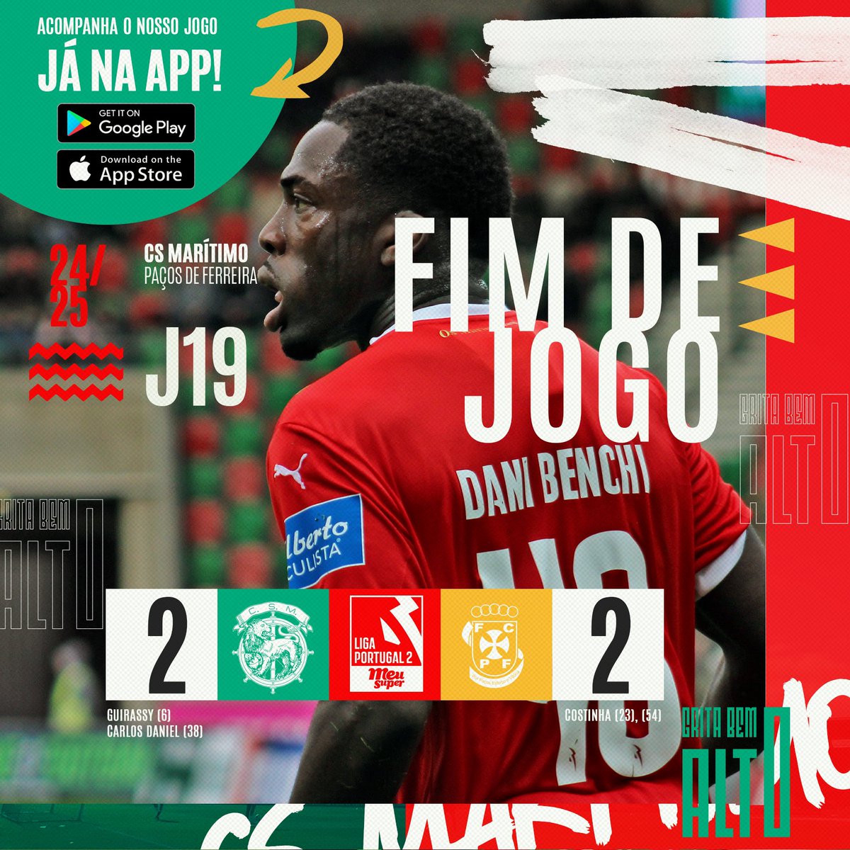 MaritimoMadeira's tweet photo. Fim de jogo: Empate no #CSMFCPF https://t.co/K9iEDRwlzx