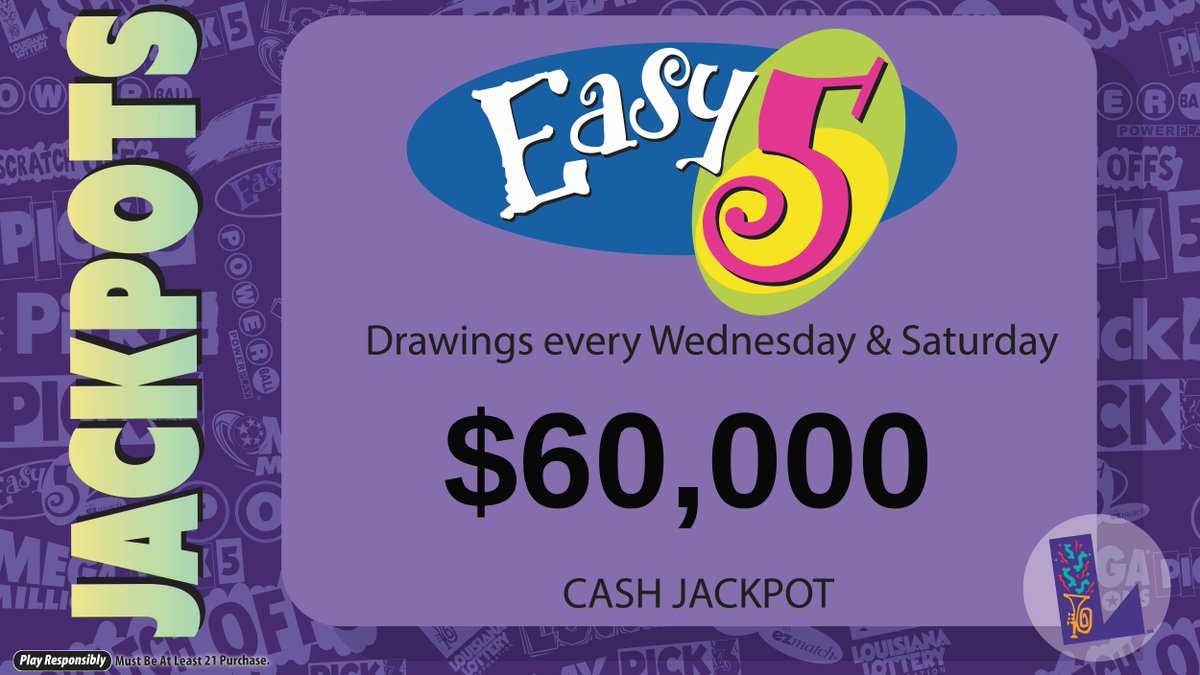 LALottery's tweet photo. The #Easy5 jackpot is $60,000!💰 What would you do with it if you won? Grab your ticket by 9:30 p.m. tonight for the chance to make it yours.
https://t.co/2myyQb10XT https://t.co/Frh4y5Y2qM
