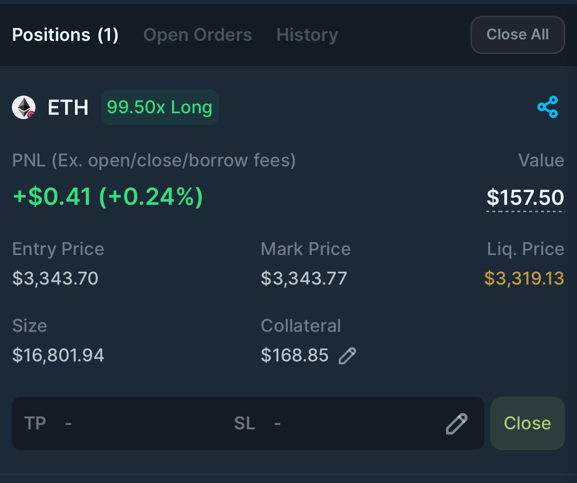 shulp_'s tweet photo. Ethereum 99.5x Long

Pray 🙏 

$ETH #Ethereum https://t.co/cUJk4v8Nzl