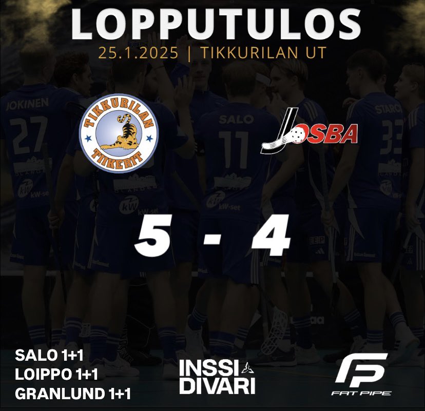 Takaisin voittojen tielle! Samuli Granlund ampuu Tiikereiden voittomaalin 19 sekunttia ennen loppua ja kolme pistettä jää Tikkurilaan!
#tiikerisydän #salibandy #inssidivari #vantaa