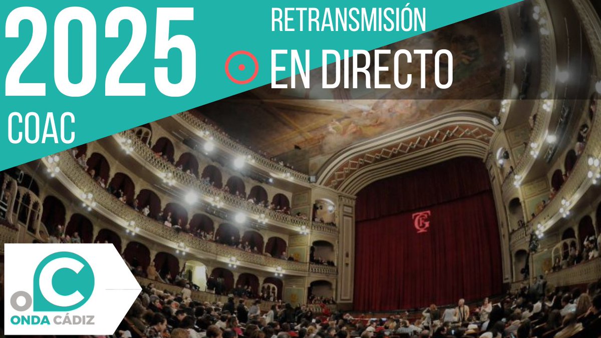 OndaCadizTV's tweet photo. ⏳ 🔴 EN MENOS DE 30 MINUTOS ¡Nos vemos en directo!
📡 [COAC 2025] 3ª de Preliminares
📺 https://t.co/BovmGwcaLI | ▶️ YouTube 
➡️ https://t.co/0wKSp4lnr9
🎭 #COAC2025 #COAC2025P3 #JartibleCOAC🎶 https://t.co/tJFMMf5kgd